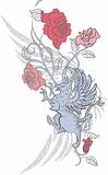 Fantasy design with gryphon and roses