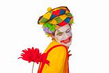 Colorful clown with flower