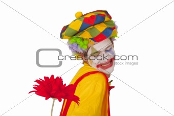 Colorful clown with flower