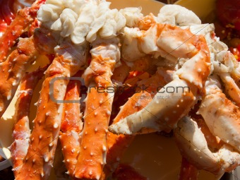 Boiled paws of the crab