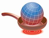 globe on red-hot frying pan