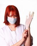 Red-haired girl with glove 