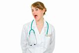 Medical doctor woman with cheerful expression on face
