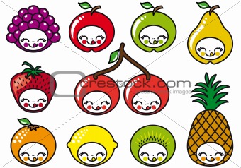 happy fruits faces, vector