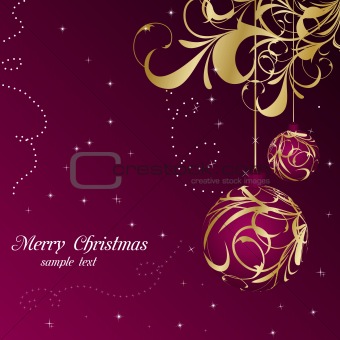 Elegant christmas floral background with balls