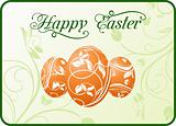 Easter set eggs on floral background