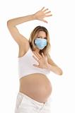 pregnant woman in a protective mask