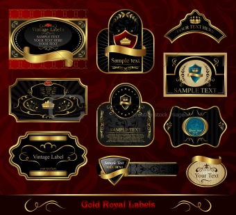 set black gold-framed label