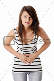 Young woman with stomach issues