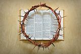crown of thorns on a bible