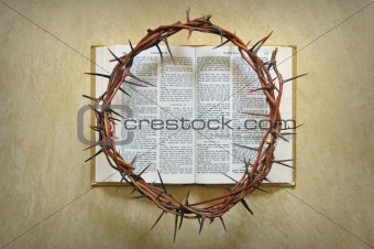 crown of thorns on a bible