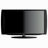 Modern LCD TV set on white background. 