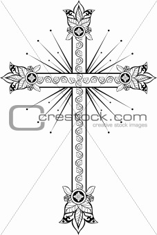 The Cross with light. Doodle graphic.