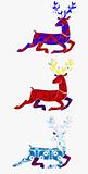 Christmas running deer silhouette with a traditional texture