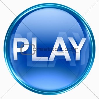 Play icon blue, isolated on white background