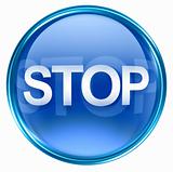Stop icon blue, isolated on white background