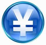 Yen icon blue, isolated on white background