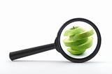 magnifying glass and apple