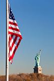 Statue of Liberty, Stars and Stripes Flag, New York City