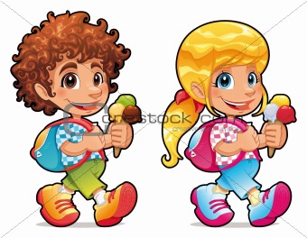 Boy and girl with ice cream