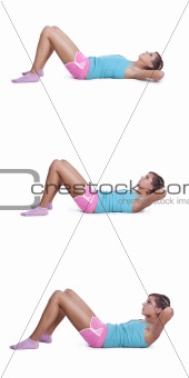 Young woman doing exercises for abdominal prelum