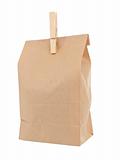 Old-fashied lunch bag with wooden clothes pin