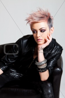 Attractive Young Woman in Punk Attire