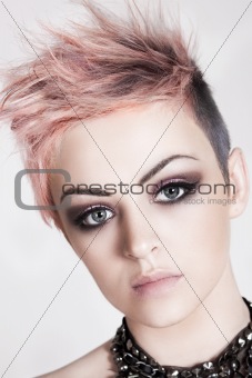 Attractive Young Woman with a Punk Hairstyle