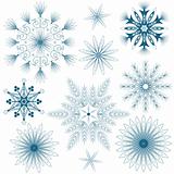Set blue snowflakes