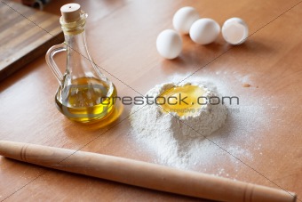 Egg in a pile of flour