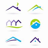 Real Estate Logo And Icons Vector - Purple, Green, Orange
