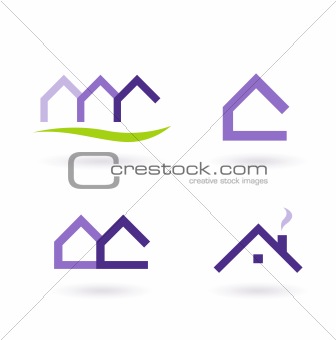 Real Estate Logo And Icons Vector - Purple and Green

