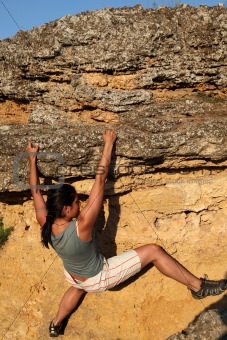 Extreme climbing girl