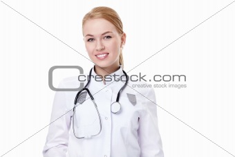 A doctor on a white background