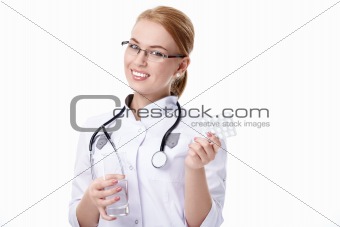 A doctor with pills