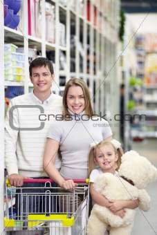 Family in shop