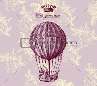Vintage card with baloon