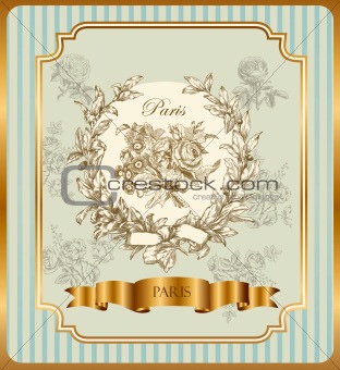 Vector label with wreath and roses