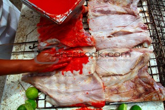 grilled fish fillet red achiote sauce tikinchik