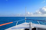 boat bow blue Caribbean sea Cancun to Isla Mujeres