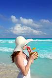 coconut fresh cocktail profile beach woman drinking
