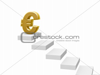 euro on top of steps