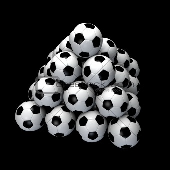 Image of Soccer Ball Pyramid on Black Background