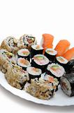Different Types of Maki Sushi and Nigiri Sushi in Sushi Set 