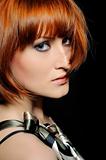Beauty portrait of pretty woman with short fashion bob hairstyle