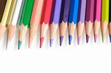 Many colorful school pencils isolated on white background