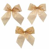 Three gift gold ribbon and bow