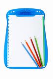 Binder and pencils isolated on the white background