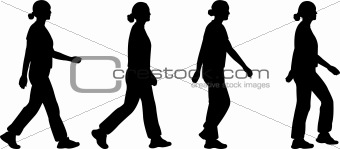 girl walking silhouettes