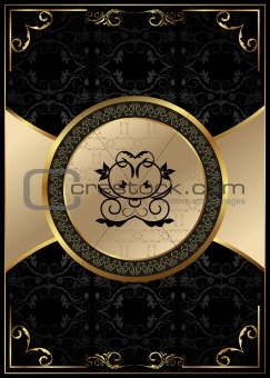 ornate background with golden luxury framed label